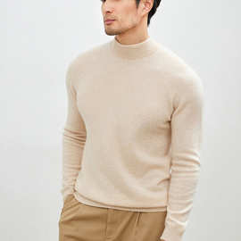 纯羊绒衫男半高领纯色山羊绒衫秋冬季宽松打底衫加厚男士毛衣