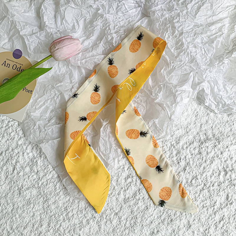 Bufanda de seda, banda larga, sensación de alta calidad, nuevo estilo, cuello, bufanda pequeña, serie de frutas, pañuelo para el cabello, cinta para el cabello