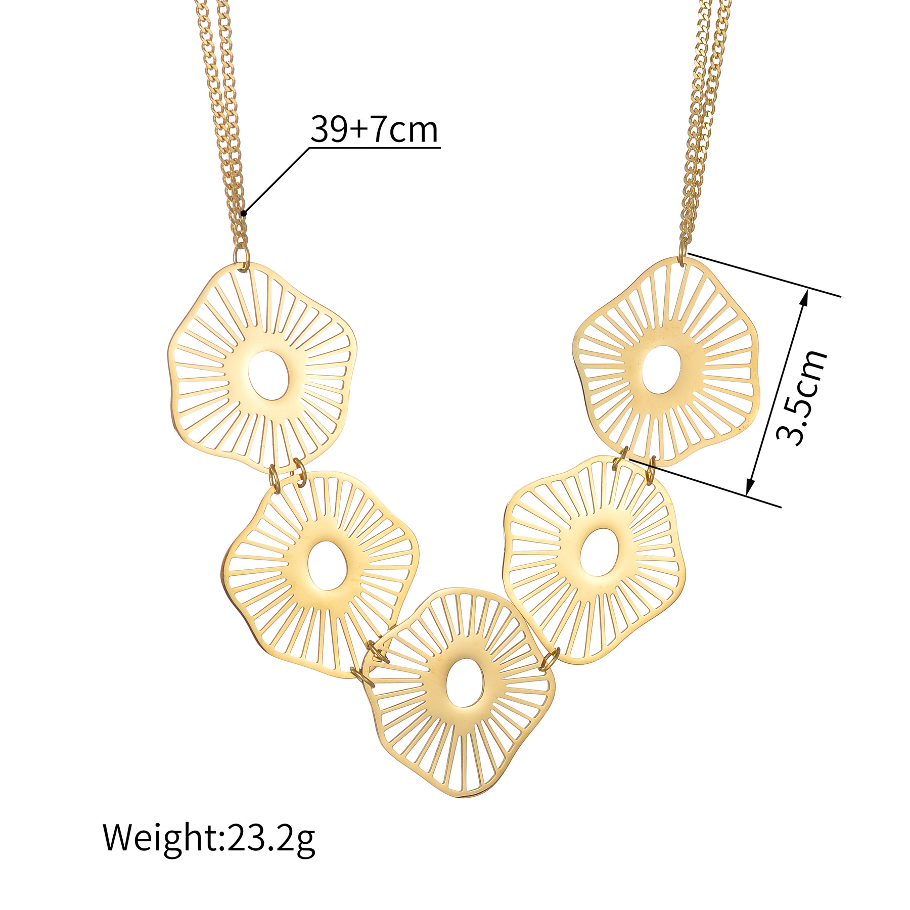 Collier pendentif feuille de lotus en acier inoxydable doré 14k_voghion.com