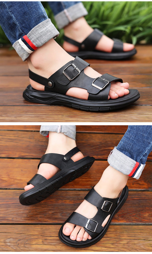 Dép sandal nam quai ngang hở ngón đế mềm hai kiểu mang, đi biển và dạo phố — CS2316 màu kaki, CS2316 màu nâu, CS2316 màu đen chi tiết 17
