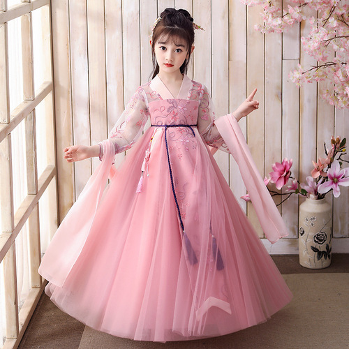 Girls hanfu pink fairy princess dress chinese ancient folk costume fairy chinese film cosplay photos shooting Ru skirt