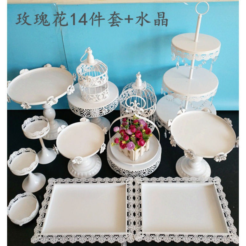 Tabla de postres de boda portapaste combinación set set de hierro forjado europeo 13 piezas set de decoración de bandeja West Point image 24