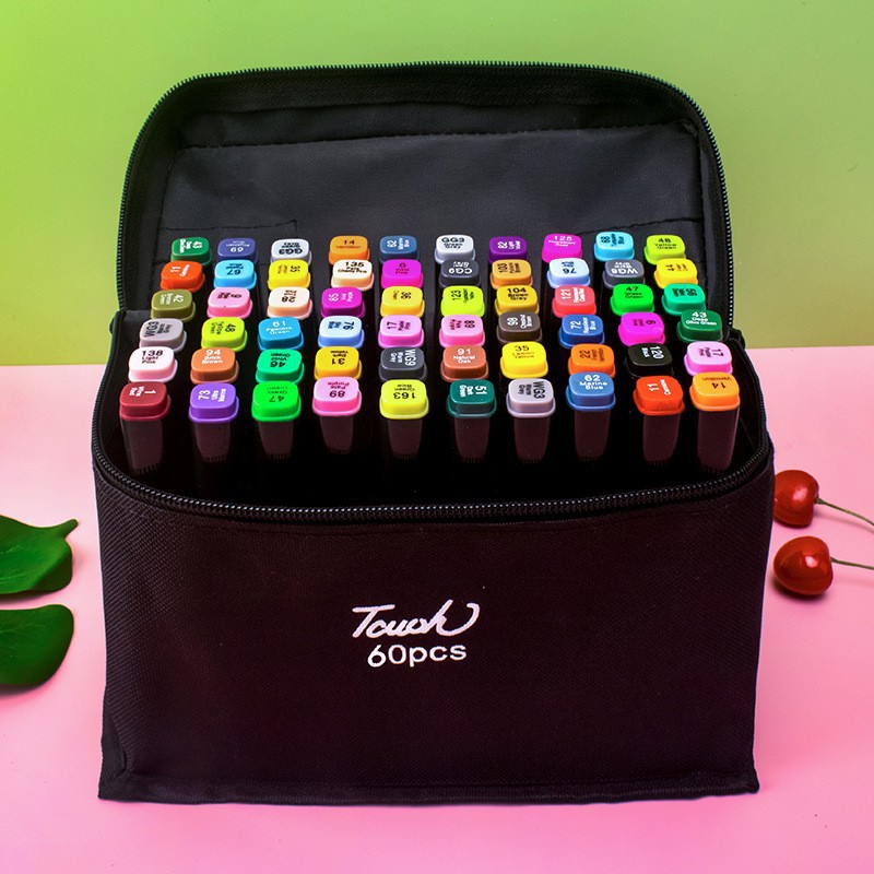 Juego de rotuladores de doble punta en existencia, venta al por mayor, rotuladores de colores a base de aceite, rotuladores de acuarela con alcohol para estudiantes y niños