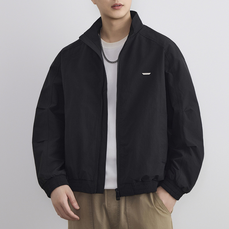 Trendy versatile workwear stand-up collar jacket for men, 2026 autumn new model, simple casual high-end men's outerwear Trendy versatile workwear stand-up collar jacket for men, 2026 autumn new model, simple casual high-end men's outerwear