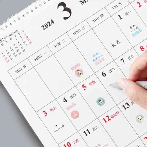 2024 Calendar Planner Household Wall Grid Notepad 365-Day Checklist Recording Desk Calendar Gold Foil Printing