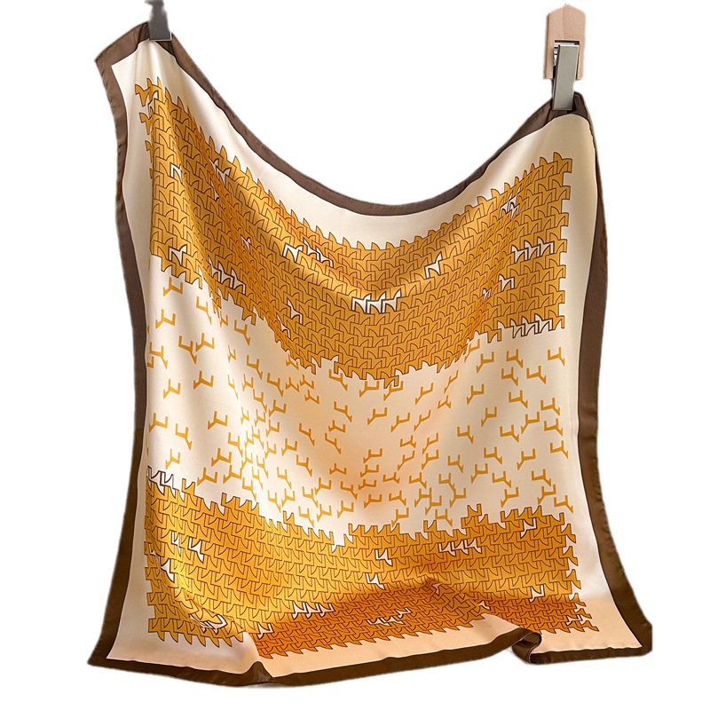 Pañuelo de seda de imitación de 70x70cm, pañuelos de viaje minimalistas con letras, pañuelos de seda, pañuelos cuadrados, de moda para mujer_voghion.com