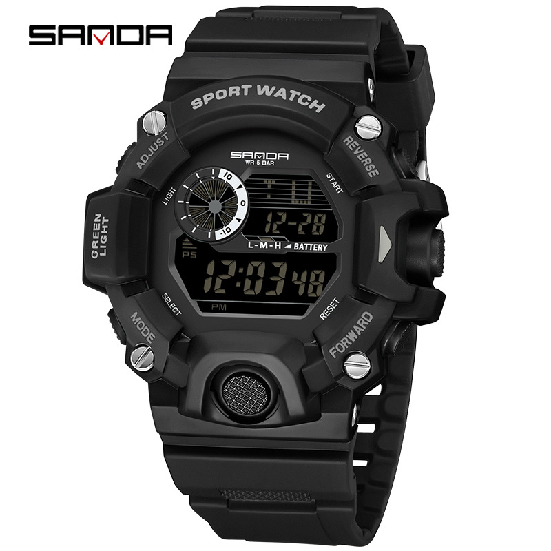 Sanda reloj electrónico de moda monoplaza multifunción reloj de estudiantes de secundaria impermeable reloj despertador reloj de deporte de luz nocturna