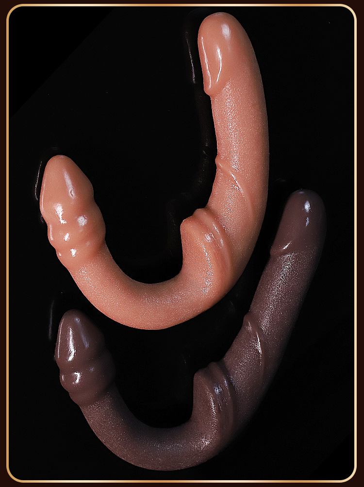 Alien-Shaped Double-Headed Silicone Dildo, Brown, Adult Novelty — detail image 23