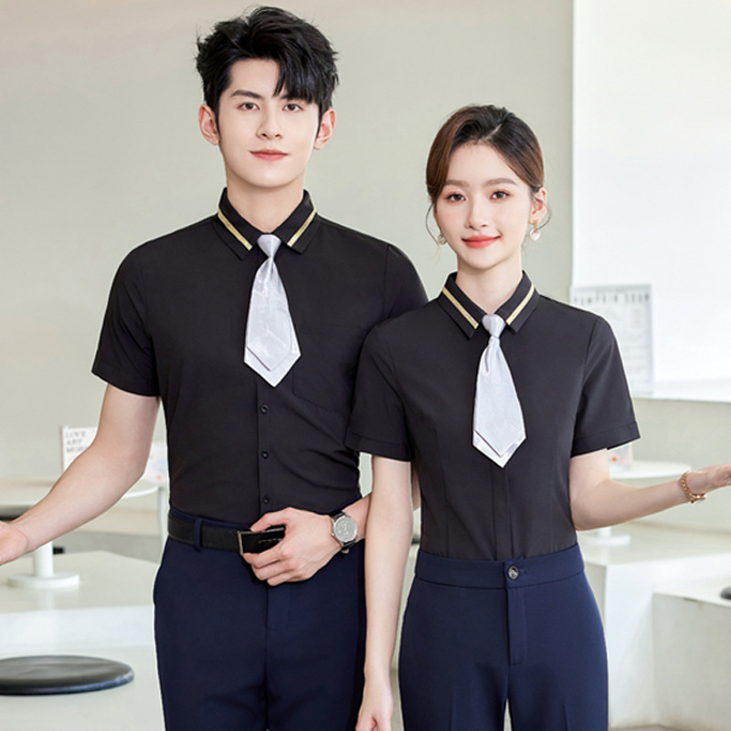 Men's and women's workwear long-sleeved jk uniform shirt suit billiards e-sports club bar ktv waiter overalls