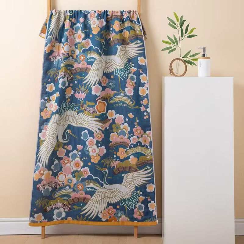 Gauze bath towel wholesale soft and comfortable adult household bath towel enlarged thick quick-drying bath towel cotton lint-free