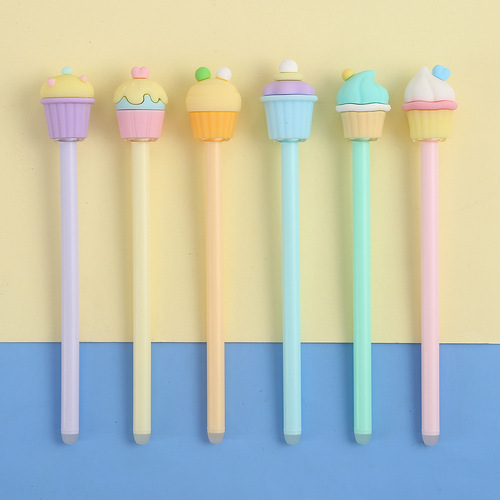 ins style soft silicone small cake ballpoint pen student gift creative signature pen elementary school students exam black water pen 