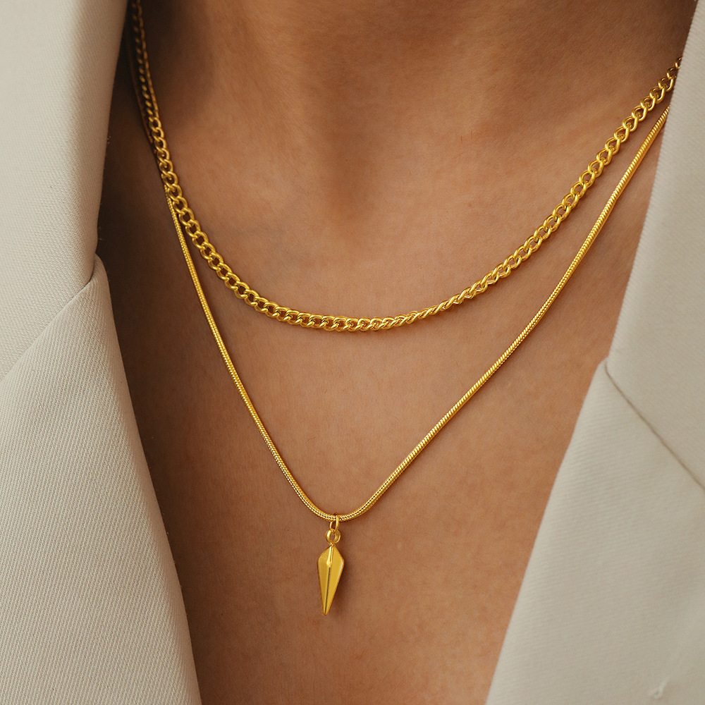 European and American Cross-border Jewelry Men's Stacked Rivet Necklace Necklace Niche Hip-hop Street All-match Woolen Chain