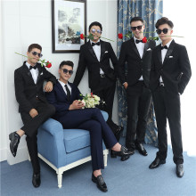 男士西服套装伴郎婚礼新郎轻商务修身免烫春秋季男士西装套装批发