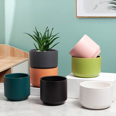 簡約現代馬卡龍陶瓷花盆　蝴蝶蘭花盆家居桌面陽台綠植多肉水仙花