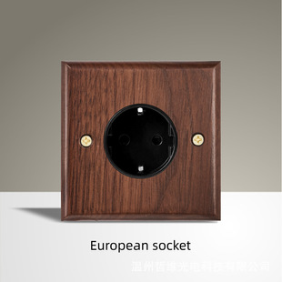 Vintage Solid Wood Black Walnut Switch British European Socket Panel 86 British European Cross-border Source Factory