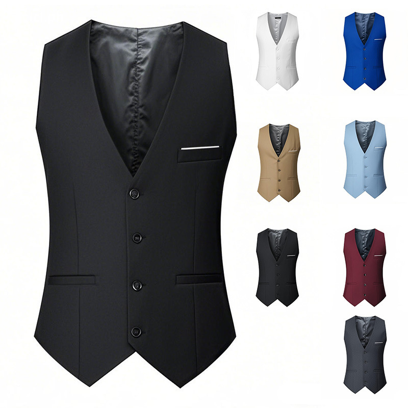 Spring and Autumn New British Fashion Men's Suit Vest Slim-fit Waistcoat Men's Vest Korean Suit Vest Fashionable Handsome