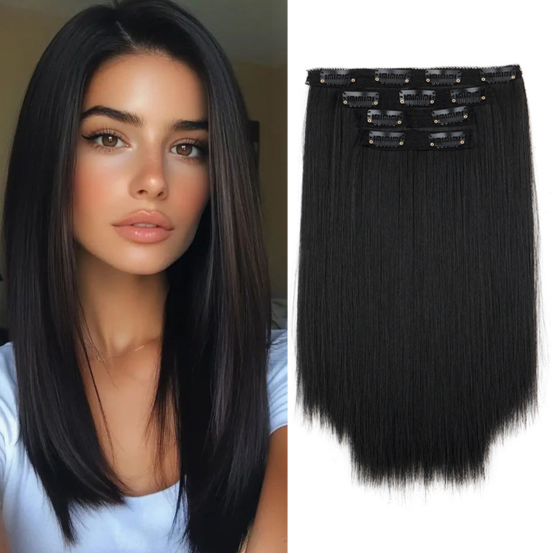 欧米のかつらの許昌のかつらの長いストレートのかつらの女性hairの4つのセットのカードの髪の化学繊維の髪の切れ|undefined