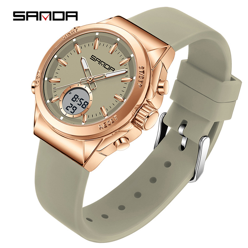 SANDA SANDA reloj electrónico multifuncional doble pantalla reloj deportivo reloj despertador cronógrafo de escuela secundaria relojes de estudiantes masculinos y femeninos