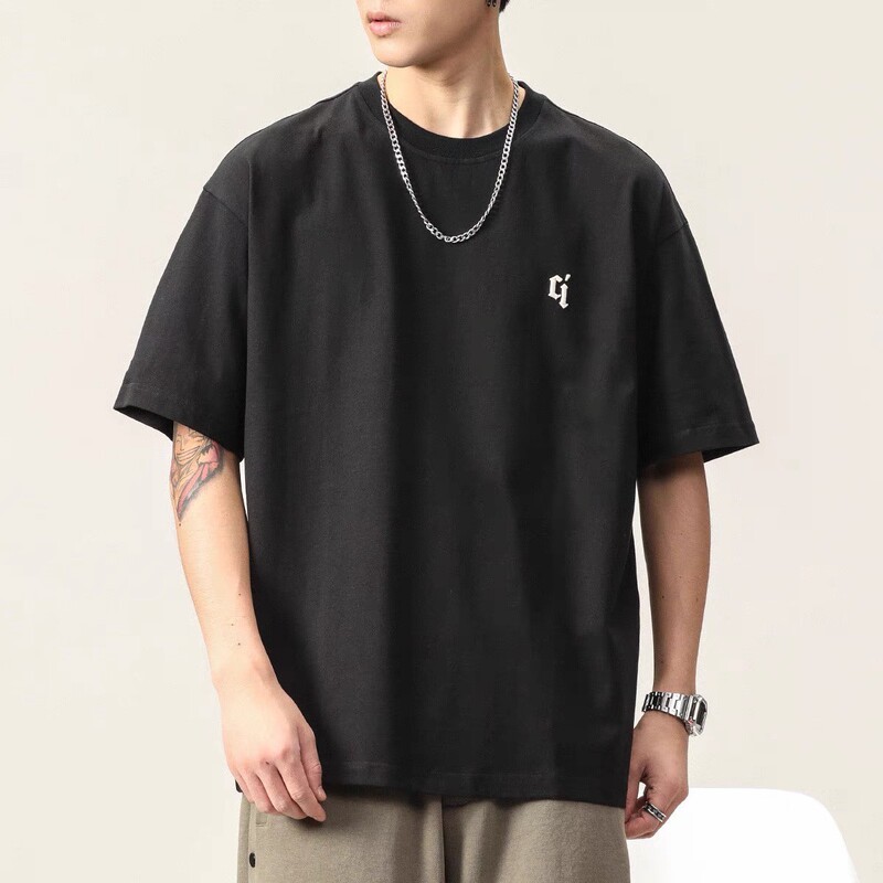 Ramondis 衣料品店 300 グラムヘビーウェイト半袖メンズピュアコットン Tシャツ夏アメリカン Tシャツルーズラウンドネック多用途|undefined