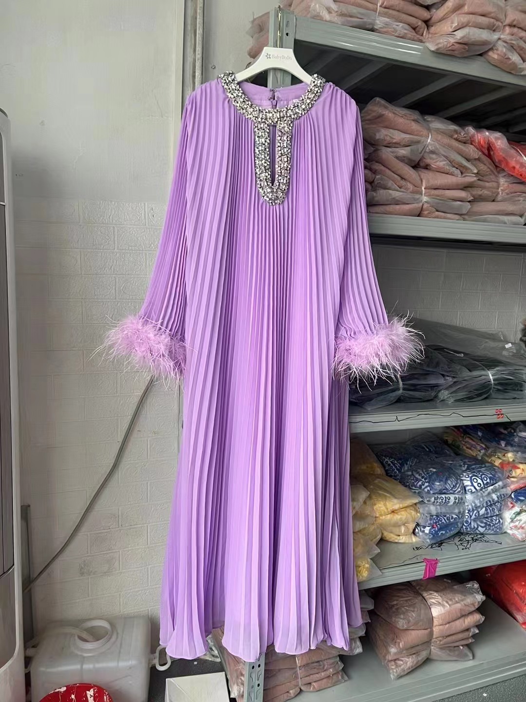 Women's Clothing Round Neck Light Luxury High end Celebrity Style Solid Color Dress_voghion.com