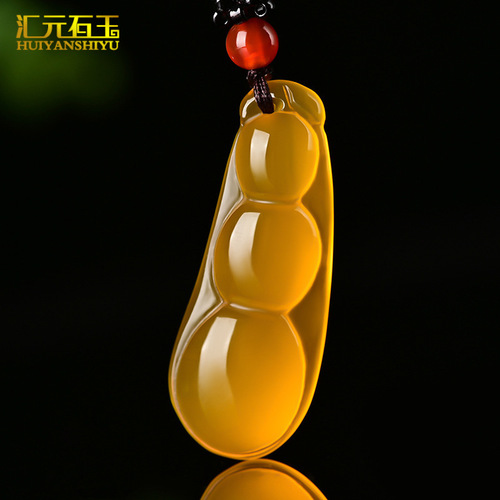 Natural yellow agate Guanyin Buddha pendant chalcedony jade safe buckle Ruyi pendant live supply welfare model