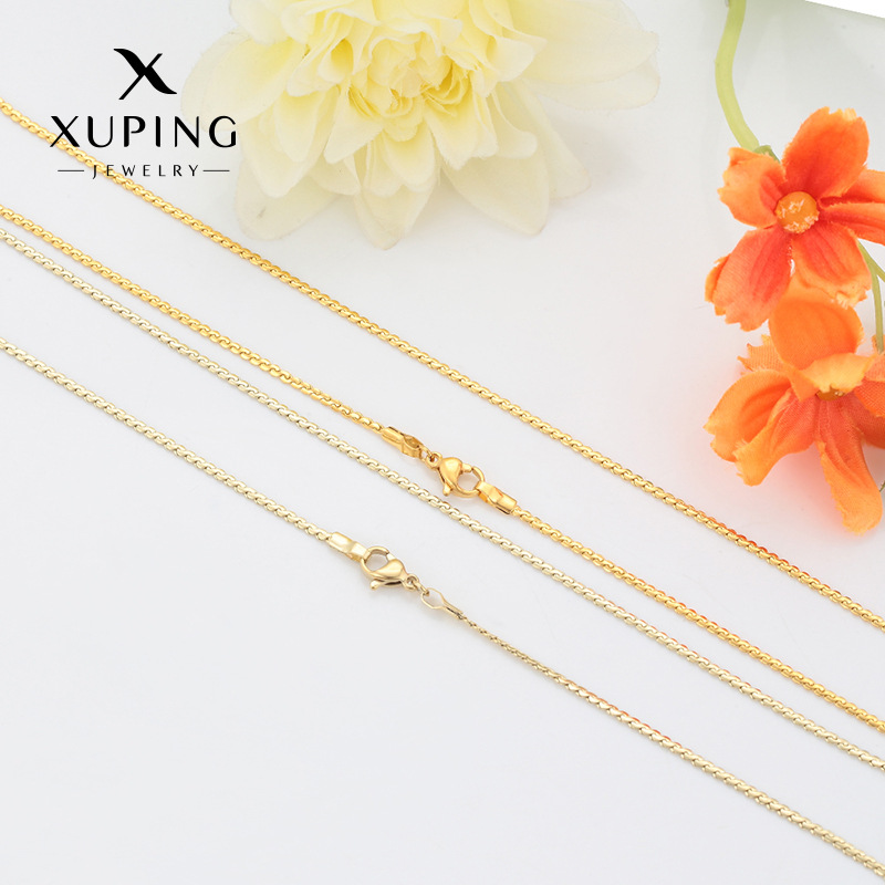Xuping moda simple cadena rusa de acero inoxidable fácil de usar cadena simple personalidad collar de langosta al por mayor