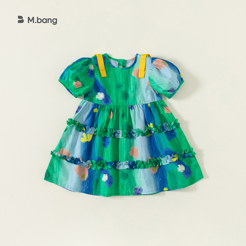 INSbobo children's sister and brother clothing graffiti print shirt girls dress tie-dye princess skirt XQ23153