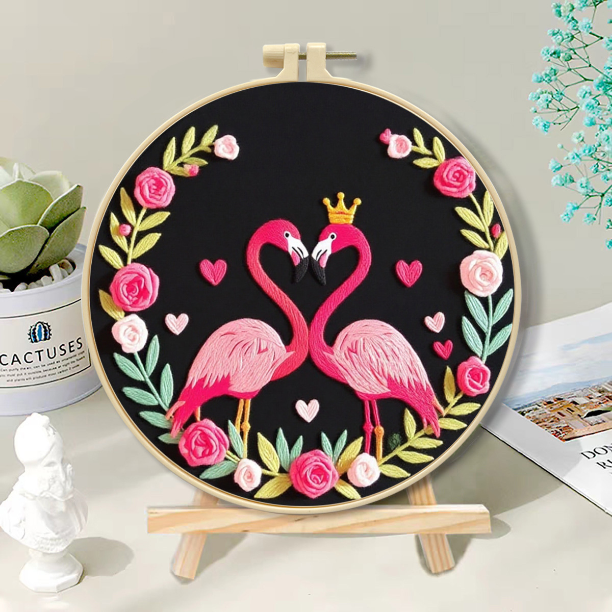 SHEIN venta caliente diy bordado a mano con marco bordado flamenco simple no bordado completo decoración del hogar