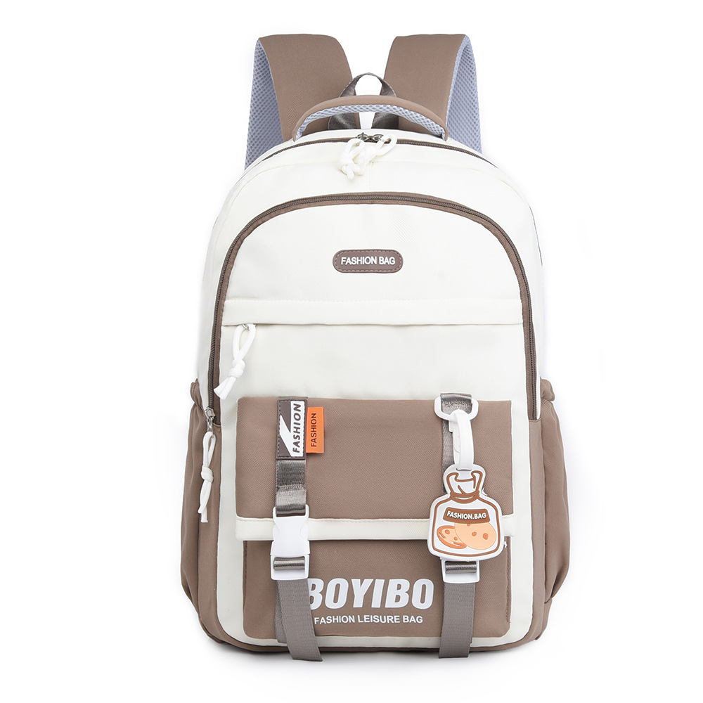 Nueva tendencia de la moda color de contraste mochila de gran capacidad impermeable para estudiantes universitarios de secundaria y preparatoria mochila de viaje ligera al por mayor