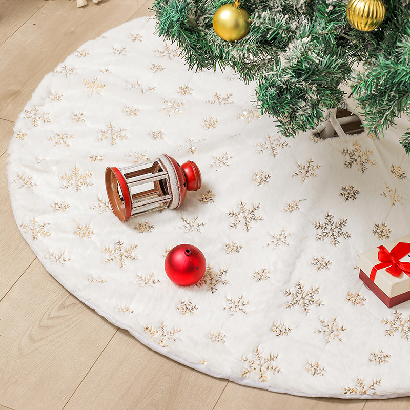 Love in Hong Kong Christmas decorations new round apron short plush snowflake tree skirt home Christmas tree bottom cushion