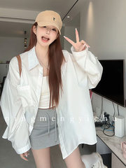 法式白色衬衫上衣女夏2025新款宽松百搭休闲显瘦薄款防晒衬衣外套