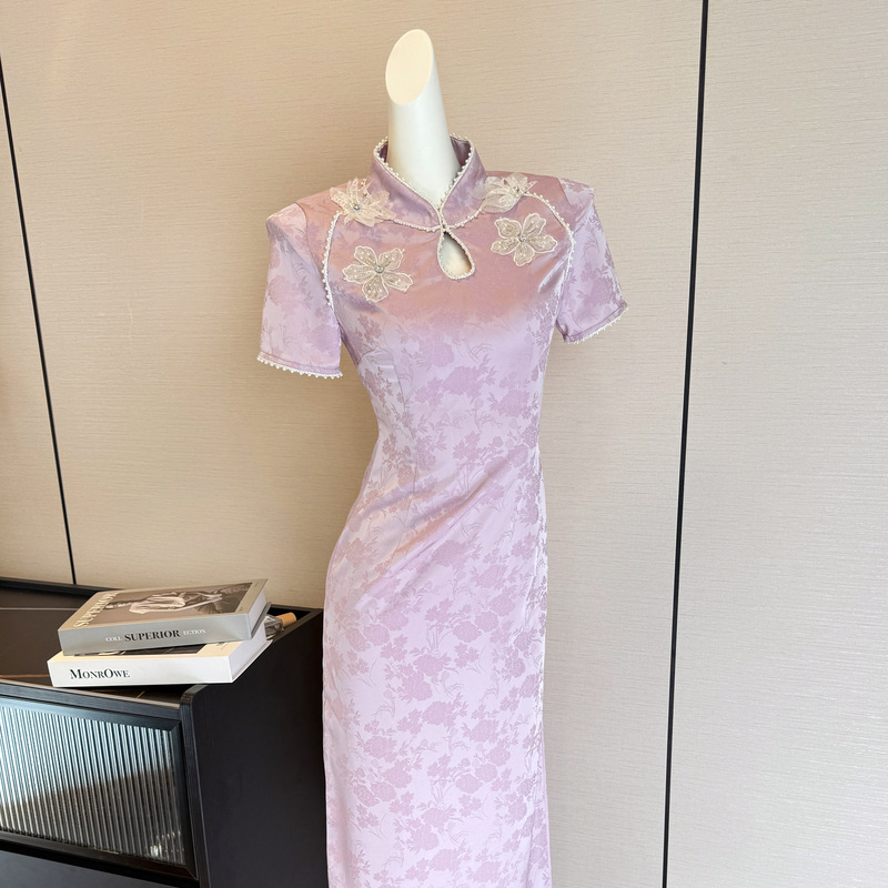 New Chinese-Style Qipao Celebrity-Inspired Dress for Women, 2025 New Model, Stunningly Beautiful Long Dress for Summer
