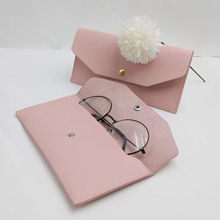 New Shenzhen factory simple printable logo fashion pu frosted glasses bag portable storage large capacity