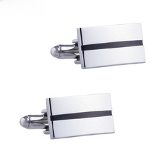 Classic Business Long Black Striped Enamel Cufflinks for Men's French Style Shirt Cufflinks Wholesale