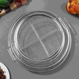 Stainless steel binaural shallow tray baking tray round barbecue basket air fryer accessories kitchen drain basket factory wholesale