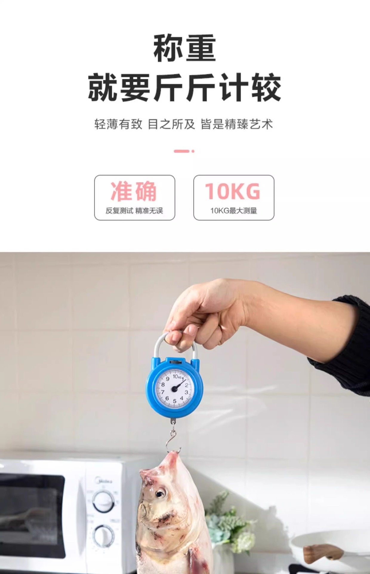 Spring balance portable smart and convenient high precision digital scale for home, small carrying scale with hook scale