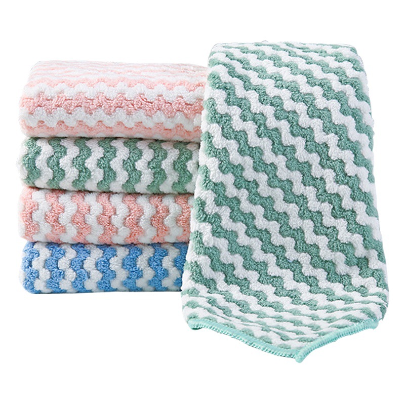 Catiónico engrosado coral vellón paño de cocina absorbente de limpieza de fibra de fregado hogar antiadherente aceite