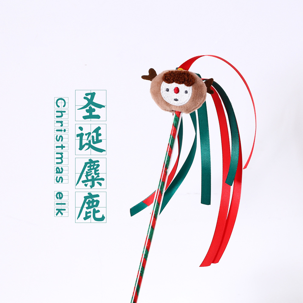 Juguete para mascotas Navidad árbol sonido campana divertido gato palo gato de dibujos animados felpa juguete interactivo ELK ancianos habitación