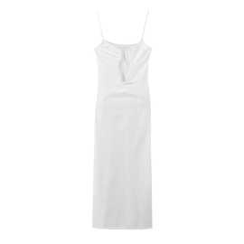 2024春wish亚马逊eBay白色U型针织拼接吊带连衣裙