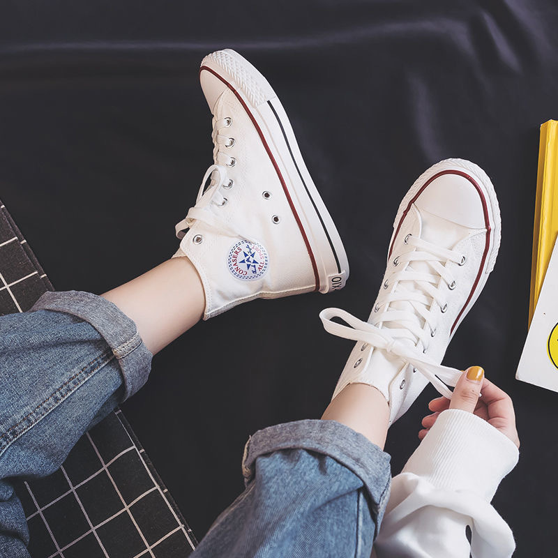 L High-Top Canvas Shoes for Women 2023 Spring & Fall New Student Korean Version Ulzzang Trendy Harajuku Retro Comfortable Ins L High-Top Canvas Shoes for Women 2023 Spring & Fall New Student Korean Version Ulzzang Trendy Harajuku Retro Comfortable Ins