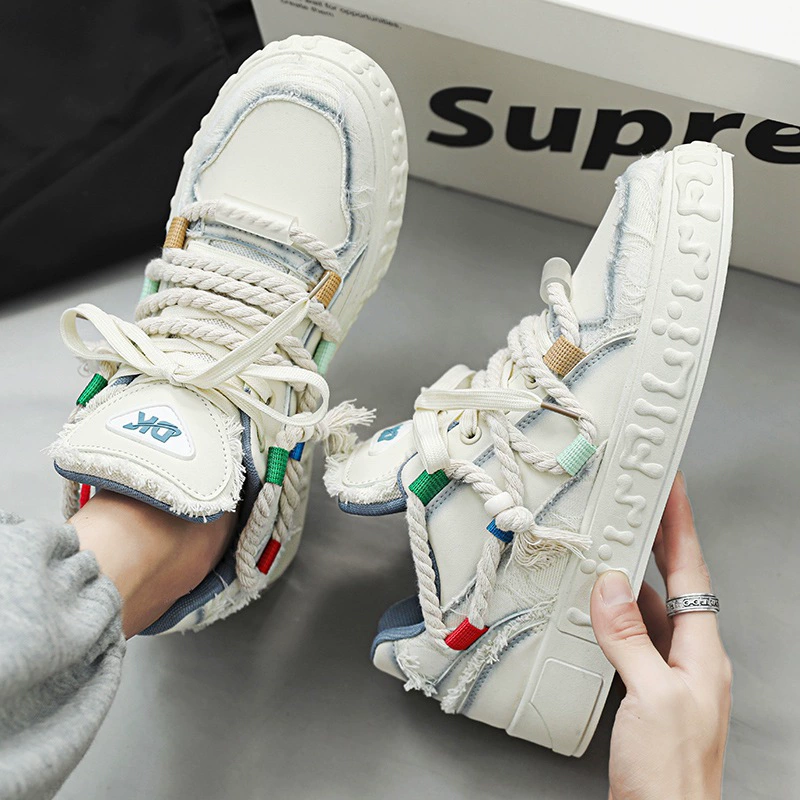 Trend denim breathable sneakers, men's sports low casual footwear for leisure, autumn, 2023 collection