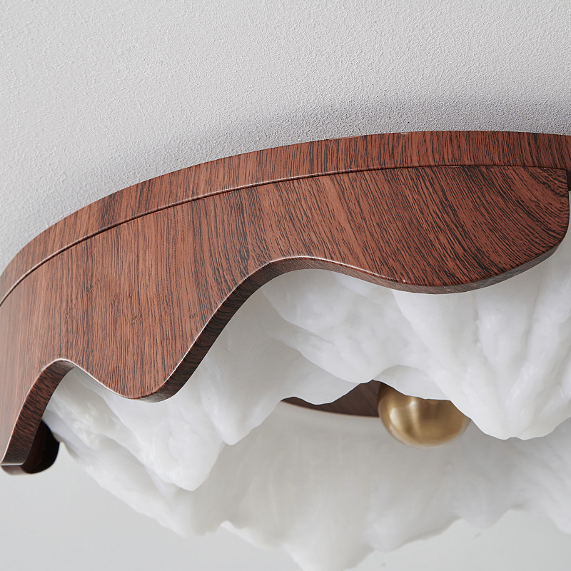 [Seleccionado cuidadosamente] Tops wabi-Jifeng retro nogal grano de madera creativo glaciar dormitorio principal 2025 nueva lámpara de estilo antiguo