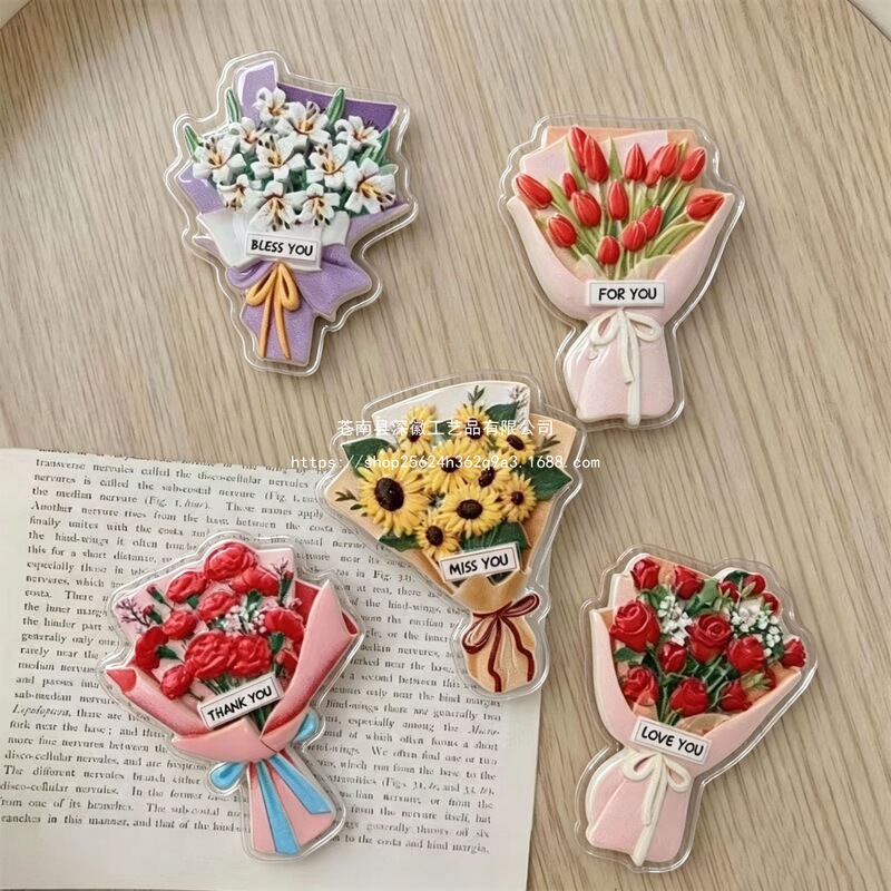 Sending you a bouquet of flowers. Ins acrylic flat bouquet fridge magnet home decoration magnetic rose bouquet fridge magnet