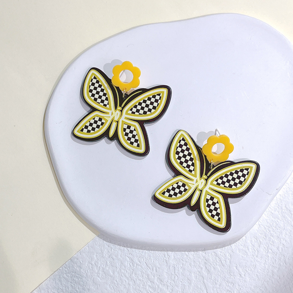 1 Pair Sweet Flower Butterfly Arylic Epoxy Women's Drop Earrings display picture 3