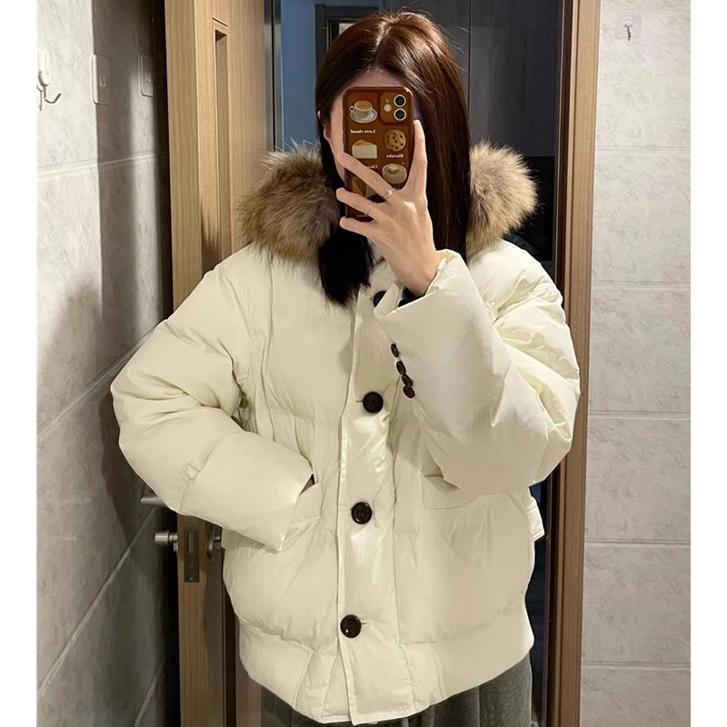 大毛领短款羽绒棉服女2025冬季新款设计感小个子加厚羽绒棉服外套|undefined