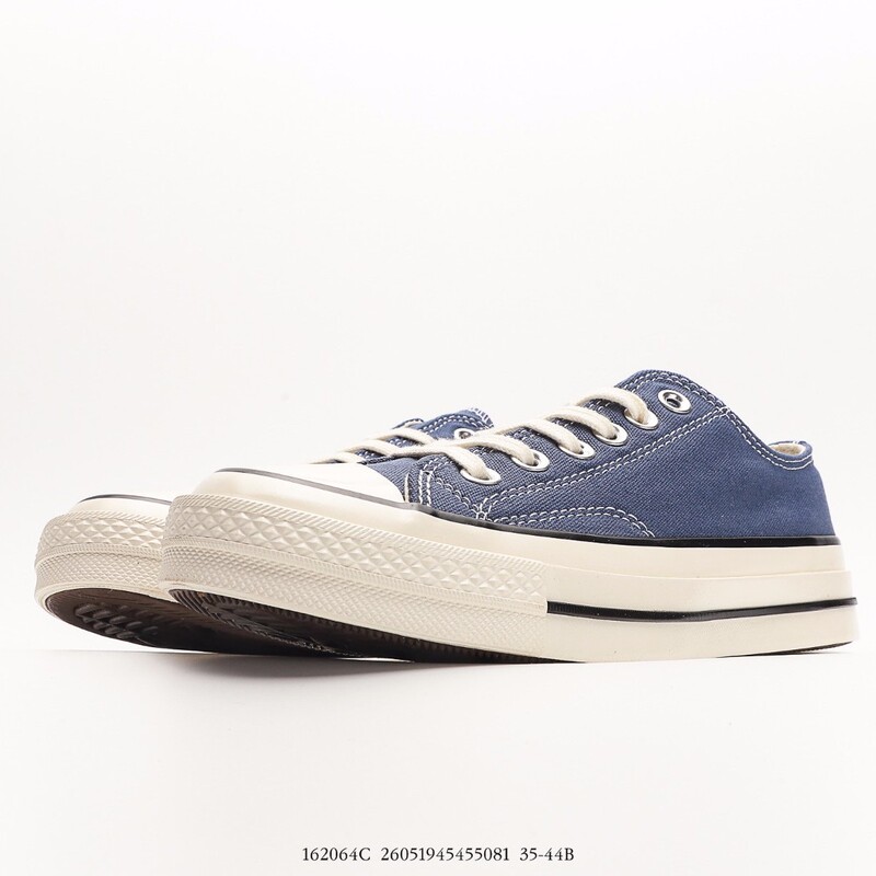 Converse 1970s Navy Blue Low-Top Canvas Shoes, Vintage Three-Star Logo, Vulcanized Sole, Versatile Couple's Style