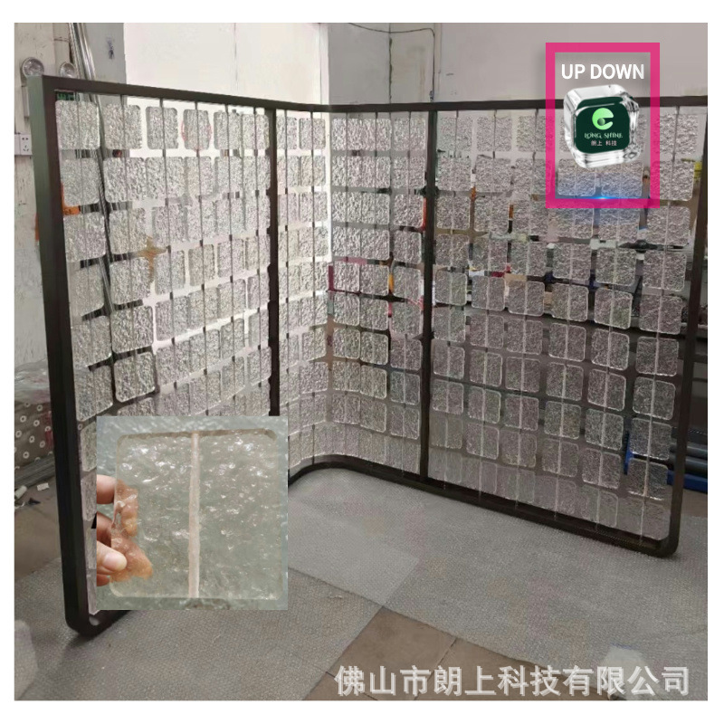 防爆级不锈钢水晶屏风热熔玻璃客厅入户挂片系统别墅Room Divider