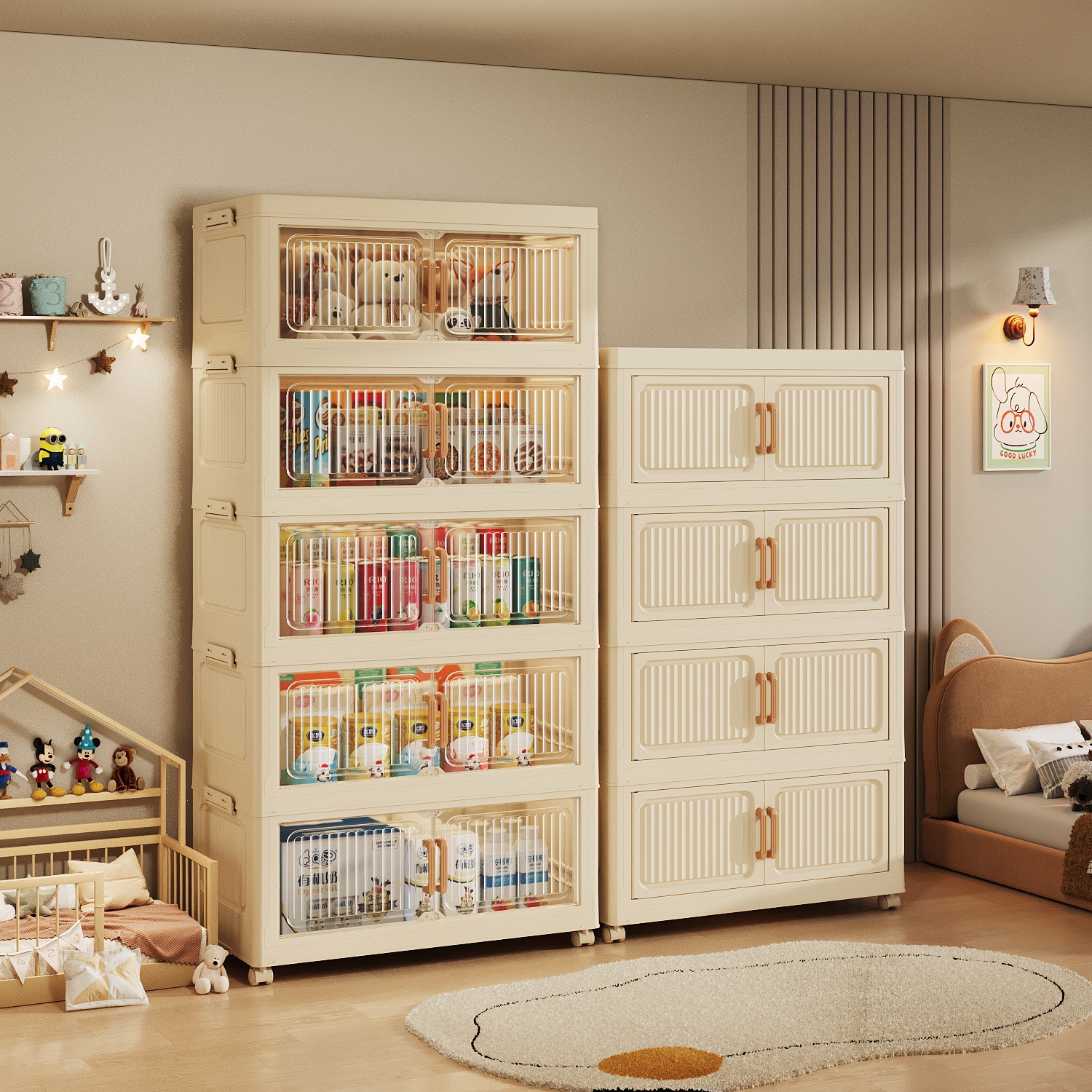 Bedroom Door Storage Cabinet Box Household Multi-Layer Storage Cabinet Foldable Installation-Free Children's Snack Toy Sundry Box