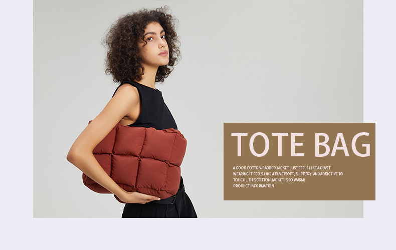 Nuovo sacco a pelo in cotone imbottito morbido, grande capacità, leggero, in cotone, borsa tote in cotone alla moda, semplice e femminile_voghion.com