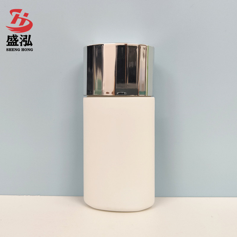 乳液瓶30ml双层盖椭圆防晒霜隔离乳瓶粉底液PE塑料瓶电镀盖包材